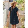 Zeagoo Summer Dresses for Women 2026 Cotton Button Down Short Sleeve Tshirt Dresses Casual Mini Beach Dress(01-navy Blue)