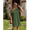 Zeagoo Summer Dresses for Women 2026 Cotton Button Down Short Sleeve Tshirt Dresses Casual Mini Beach Dress(Army Green)