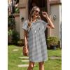 Zeagoo Summer Dresses for Women 2026 Cotton Button Down Short Sleeve Tshirt Dresses Casual Mini Beach Dress(Black+white Stripe 02)