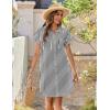 Zeagoo Summer Dresses for Women 2026 Cotton Button Down Short Sleeve Tshirt Dresses Casual Mini Beach Dress(Black+white Stripe 02)