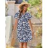 Zeagoo Summer Dresses for Women 2026 Cotton Button Down Short Sleeve Tshirt Dresses Casual Mini Beach Dress(Blue Leaf Print)