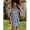 Zeagoo Summer Dresses for Women 2026 Cotton Button Down Short Sleeve Tshirt Dresses Casual Mini Beach Dress(Blue Leaf Print)