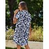 Zeagoo Summer Dresses for Women 2026 Cotton Button Down Short Sleeve Tshirt Dresses Casual Mini Beach Dress(Blue Leaf Print)