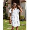 Zeagoo Summer Dresses for Women 2026 Cotton Button Down Short Sleeve Tshirt Dresses Casual Mini Beach Dress(Blue White Floral)