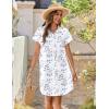 Zeagoo Summer Dresses for Women 2026 Cotton Button Down Short Sleeve Tshirt Dresses Casual Mini Beach Dress(Blue White Floral)