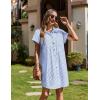 Zeagoo Summer Dresses for Women 2026 Cotton Button Down Short Sleeve Tshirt Dresses Casual Mini Beach Dress(Blue+white Stripe)