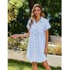 Zeagoo Summer Dresses for Women 2026 Cotton Button Down Short Sleeve Tshirt Dresses Casual Mini Beach Dress(Blue+white Stripe)