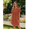 Zeagoo Summer Dresses for Women 2026 Cotton Button Down Short Sleeve Tshirt Dresses Casual Mini Beach Dress(Brick Red)