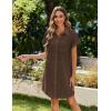 Zeagoo Summer Dresses for Women 2026 Cotton Button Down Short Sleeve Tshirt Dresses Casual Mini Beach Dress(Brown)