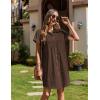 Zeagoo Summer Dresses for Women 2026 Cotton Button Down Short Sleeve Tshirt Dresses Casual Mini Beach Dress(Brown)