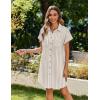 Zeagoo Summer Dresses for Women 2026 Cotton Button Down Short Sleeve Tshirt Dresses Casual Mini Beach Dress(Brown+white Stripe)