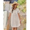 Zeagoo Summer Dresses for Women 2026 Cotton Button Down Short Sleeve Tshirt Dresses Casual Mini Beach Dress(Brown+white Stripe)