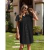 Zeagoo Summer Dresses for Women 2026 Cotton Button Down Short Sleeve Tshirt Dresses Casual Mini Beach Dress(Classic Black)