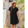 Zeagoo Summer Dresses for Women 2026 Cotton Button Down Short Sleeve Tshirt Dresses Casual Mini Beach Dress(Classic Black)