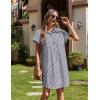 Zeagoo Summer Dresses for Women 2026 Cotton Button Down Short Sleeve Tshirt Dresses Casual Mini Beach Dress(Dark Blue+white Stripe)