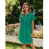 Zeagoo Summer Dresses for Women 2026 Cotton Button Down Short Sleeve Tshirt Dresses Casual Mini Beach Dress(Green)