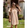 Zeagoo Summer Dresses for Women 2026 Cotton Button Down Short Sleeve Tshirt Dresses Casual Mini Beach Dress(Khaki Stripes)