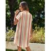 Zeagoo Summer Dresses for Women 2026 Cotton Button Down Short Sleeve Tshirt Dresses Casual Mini Beach Dress(Khaki Stripes)