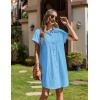 Zeagoo Summer Dresses for Women 2026 Cotton Button Down Short Sleeve Tshirt Dresses Casual Mini Beach Dress(Light Blue)