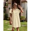 Zeagoo Summer Dresses for Women 2026 Cotton Button Down Short Sleeve Tshirt Dresses Casual Mini Beach Dress(Light Khaki)