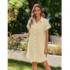 Zeagoo Summer Dresses for Women 2026 Cotton Button Down Short Sleeve Tshirt Dresses Casual Mini Beach Dress(Light Khaki)