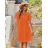 Zeagoo Summer Dresses for Women 2026 Cotton Button Down Short Sleeve Tshirt Dresses Casual Mini Beach Dress(Orange)