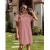 Zeagoo Summer Dresses for Women 2026 Cotton Button Down Short Sleeve Tshirt Dresses Casual Mini Beach Dress(Pink)