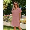 Zeagoo Summer Dresses for Women 2026 Cotton Button Down Short Sleeve Tshirt Dresses Casual Mini Beach Dress(Pink)