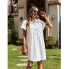 Zeagoo Summer Dresses for Women 2026 Cotton Button Down Short Sleeve Tshirt Dresses Casual Mini Beach Dress(White)