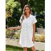 Zeagoo Summer Dresses for Women 2026 Cotton Button Down Short Sleeve Tshirt Dresses Casual Mini Beach Dress(White)