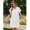 Zeagoo Summer Dresses for Women 2026 Cotton Button Down Short Sleeve Tshirt Dresses Casual Mini Beach Dress(White)