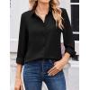 Zeagoo Women Blouses Chiffon Long Sleeve Button Down Shirts Business Causal Dressy Work Top V Neck Summer Spring Clothes(Black)