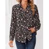 Zeagoo Women Blouses Chiffon Long Sleeve Button Down Shirts Business Causal Dressy Work Top V Neck Summer Spring Clothes(Black Floral)