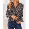 Zeagoo Women Blouses Chiffon Long Sleeve Button Down Shirts Business Causal Dressy Work Top V Neck Summer Spring Clothes(Black Floral)