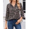 Zeagoo Women Blouses Chiffon Long Sleeve Button Down Shirts Business Causal Dressy Work Top V Neck Summer Spring Clothes(Black Floral)