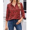 Zeagoo Women Blouses Chiffon Long Sleeve Button Down Shirts Business Causal Dressy Work Top V Neck Summer Spring Clothes(Black Red Floral)