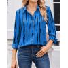 Zeagoo Women Blouses Chiffon Long Sleeve Button Down Shirts Business Causal Dressy Work Top V Neck Summer Spring Clothes(Blue Black)