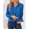 Zeagoo Women Blouses Chiffon Long Sleeve Button Down Shirts Business Causal Dressy Work Top V Neck Summer Spring Clothes(Blue Black)