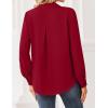 Zeagoo Women Blouses Chiffon Long Sleeve Button Down Shirts Business Causal Dressy Work Top V Neck Summer Spring Clothes(Dark Red)