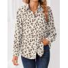 Zeagoo Women Blouses Chiffon Long Sleeve Button Down Shirts Business Causal Dressy Work Top V Neck Summer Spring Clothes(Leopard Apricot)