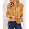 Zeagoo Women Blouses Chiffon Long Sleeve Button Down Shirts Business Causal Dressy Work Top V Neck Summer Spring Clothes(Mandala Pattern)