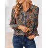 Zeagoo Women Blouses Chiffon Long Sleeve Button Down Shirts Business Causal Dressy Work Top V Neck Summer Spring Clothes(Multicolor 721)
