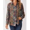 Zeagoo Women Blouses Chiffon Long Sleeve Button Down Shirts Business Causal Dressy Work Top V Neck Summer Spring Clothes(Multicolor 721)