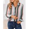 Zeagoo Women Blouses Chiffon Long Sleeve Button Down Shirts Business Causal Dressy Work Top V Neck Summer Spring Clothes(Multicolor Stripes)