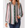 Zeagoo Women Blouses Chiffon Long Sleeve Button Down Shirts Business Causal Dressy Work Top V Neck Summer Spring Clothes(Multicolor Stripes)