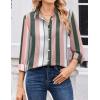 Zeagoo Women Blouses Chiffon Long Sleeve Button Down Shirts Business Causal Dressy Work Top V Neck Summer Spring Clothes(Multicolor Stripes)