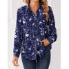 Zeagoo Women Blouses Chiffon Long Sleeve Button Down Shirts Business Causal Dressy Work Top V Neck Summer Spring Clothes(Navy Floral)