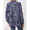 Zeagoo Women Blouses Chiffon Long Sleeve Button Down Shirts Business Causal Dressy Work Top V Neck Summer Spring Clothes(Paisley Navy)