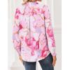 Zeagoo Women Blouses Chiffon Long Sleeve Button Down Shirts Business Causal Dressy Work Top V Neck Summer Spring Clothes(Pink Marble Pattern)