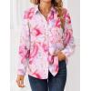 Zeagoo Women Blouses Chiffon Long Sleeve Button Down Shirts Business Causal Dressy Work Top V Neck Summer Spring Clothes(Pink Marble Pattern)